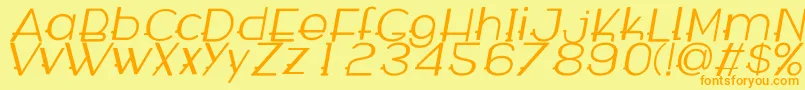 フォントWabecoItalic – オレンジの文字が黄色の背景にあります。