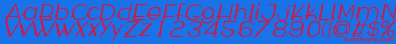 WabecoItalic-fontti – punaiset fontit sinisellä taustalla
