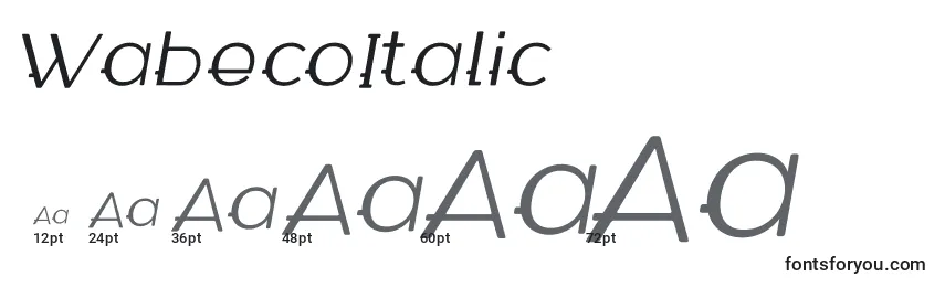 Размеры шрифта WabecoItalic