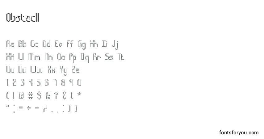 Schriftart Obstacll – Alphabet, Zahlen, spezielle Symbole
