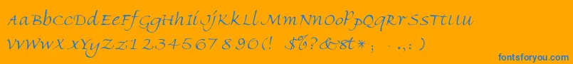 VeneziaLight Font – Blue Fonts on Orange Background