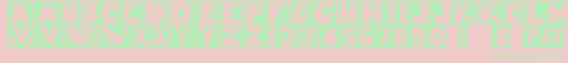 Linoleuminvers-Schriftart – Grüne Schriften auf rosa Hintergrund