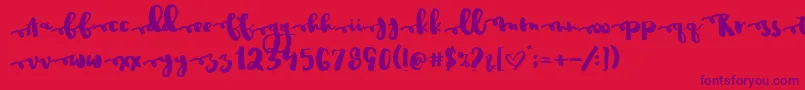 Justinroad-Schriftart – Violette Schriften auf rotem Hintergrund