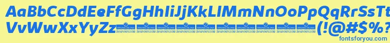 KabrioExtraboldItalicTrial Font – Blue Fonts on Yellow Background