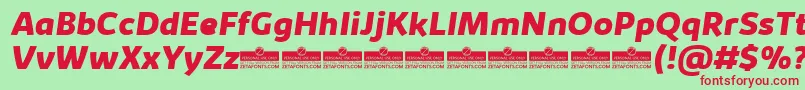 KabrioExtraboldItalicTrial Font – Red Fonts on Green Background