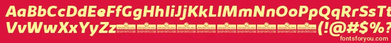 KabrioExtraboldItalicTrial Font – Yellow Fonts on Red Background