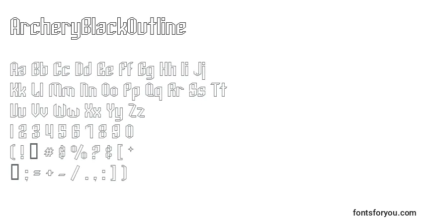 Schriftart ArcheryBlackOutline – Alphabet, Zahlen, spezielle Symbole