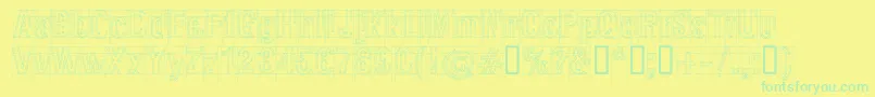 RawMacro-Schriftart – Grüne Schriften auf gelbem Hintergrund