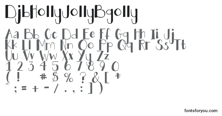 Czcionka DjbHollyJollyBgolly – alfabet, cyfry, specjalne znaki