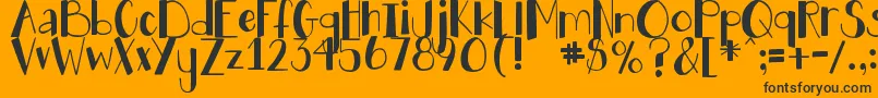 DjbHollyJollyBgolly-Schriftart – Schwarze Schriften auf orangefarbenem Hintergrund