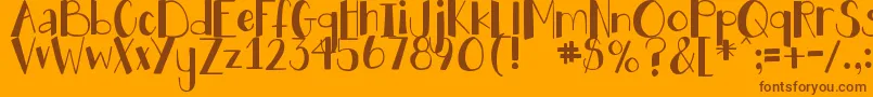 DjbHollyJollyBgolly-Schriftart – Braune Schriften auf orangefarbenem Hintergrund
