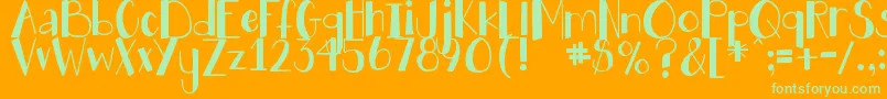 DjbHollyJollyBgolly-Schriftart – Grüne Schriften auf orangefarbenem Hintergrund