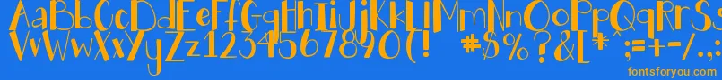 フォントDjbHollyJollyBgolly – オレンジ色の文字が青い背景にあります。