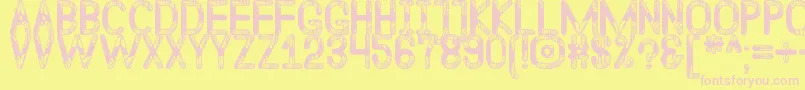 QuelentaroWallmapuSt-fontti – vaaleanpunaiset fontit keltaisella taustalla