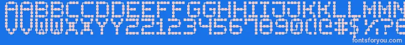 Weitere Informationen zur PrintedCircuitBoard7-Schriftart PrintedCircuitBoard7-Schriftart – Rosa Schriften auf blauem Hintergrund