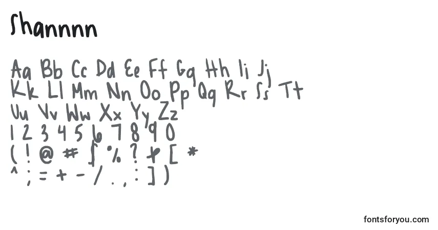 Schriftart Shannnn – Alphabet, Zahlen, spezielle Symbole
