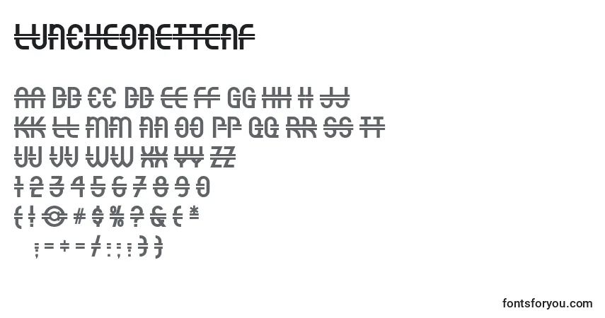 Schriftart LuncheonetteNf – Alphabet, Zahlen, spezielle Symbole