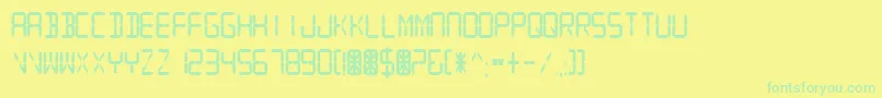 フォントDigitalReadoutThickUpright – 黄色い背景に緑の文字