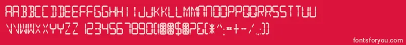 Czcionka DigitalReadoutThickUpright – różowe czcionki na czerwonym tle