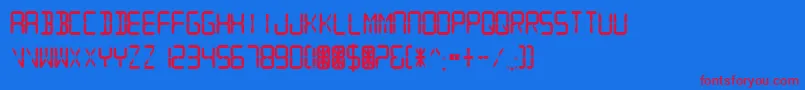 Więcej informacji o czcionce DigitalReadoutThickUpright Czcionka DigitalReadoutThickUpright – czerwone czcionki na niebieskim tle