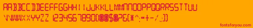DigitalReadoutThickUpright Font – Red Fonts on Orange Background