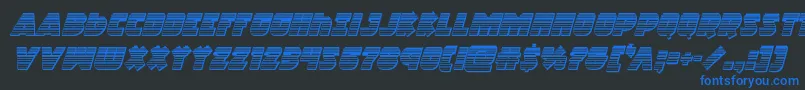 フォントRacketsquadchromeitalic – 黒い背景に青い文字