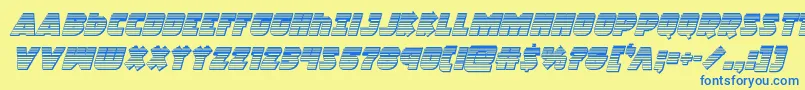フォントRacketsquadchromeitalic – 青い文字が黄色の背景にあります。