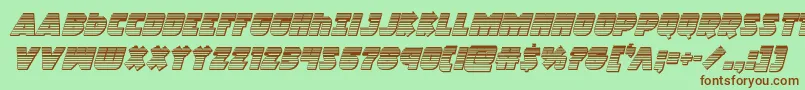 フォントRacketsquadchromeitalic – 緑の背景に茶色のフォント