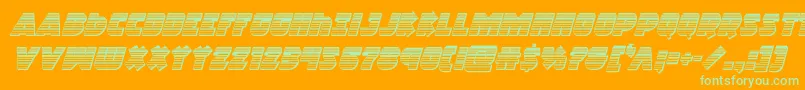 フォントRacketsquadchromeitalic – オレンジの背景に緑のフォント