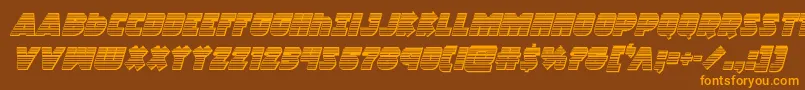 Racketsquadchromeitalic-fontti – oranssit fontit ruskealla taustalla