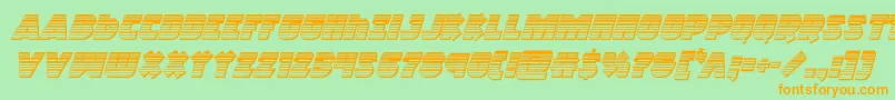 フォントRacketsquadchromeitalic – オレンジの文字が緑の背景にあります。