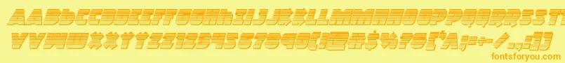 フォントRacketsquadchromeitalic – オレンジの文字が黄色の背景にあります。