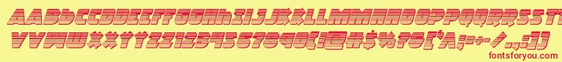 フォントRacketsquadchromeitalic – 赤い文字の黄色い背景