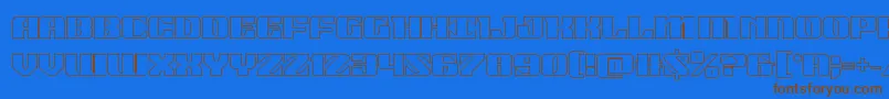 21gunsaluteout-Schriftart – Braune Schriften auf blauem Hintergrund