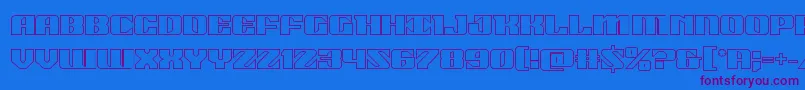 21gunsaluteout-Schriftart – Violette Schriften auf blauem Hintergrund