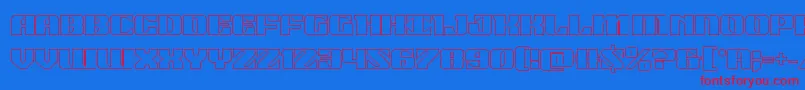 21gunsaluteout-Schriftart – Rote Schriften auf blauem Hintergrund