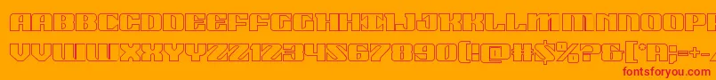 21gunsaluteout-Schriftart – Rote Schriften auf orangefarbenem Hintergrund