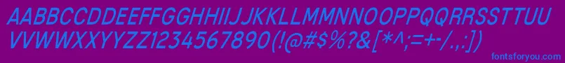 MixolydianTitlingBkIt-fontti – siniset fontit violetilla taustalla