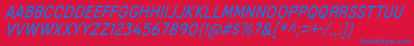 MixolydianTitlingBkIt-fontti – siniset fontit punaisella taustalla