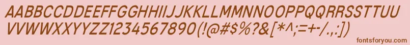 フォントMixolydianTitlingBkIt – ピンクの背景に茶色のフォント