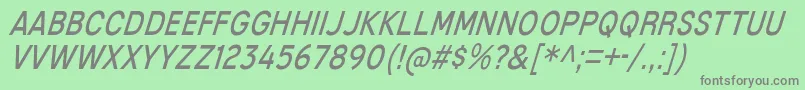 MixolydianTitlingBkIt-fontti – harmaat kirjasimet vihreällä taustalla