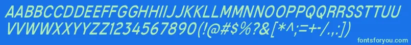 MixolydianTitlingBkIt Font – Green Fonts on Blue Background