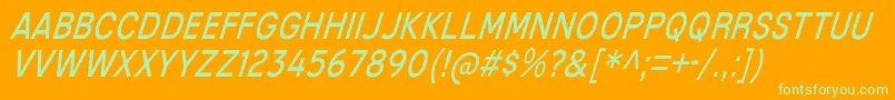 MixolydianTitlingBkIt-fontti – vihreät fontit oranssilla taustalla