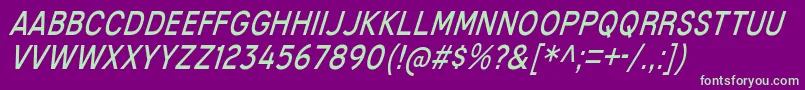 MixolydianTitlingBkIt-fontti – vihreät fontit violetilla taustalla