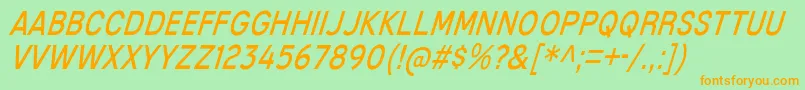 MixolydianTitlingBkIt-fontti – oranssit fontit vihreällä taustalla
