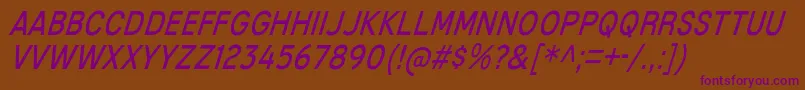 MixolydianTitlingBkIt-fontti – violetit fontit ruskealla taustalla