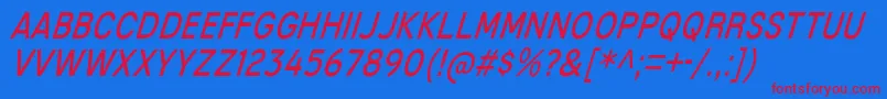 MixolydianTitlingBkIt-fontti – punaiset fontit sinisellä taustalla