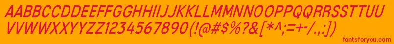 フォントMixolydianTitlingBkIt – オレンジの背景に赤い文字