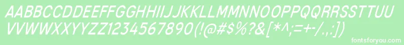 MixolydianTitlingBkIt-fontti – valkoiset fontit vihreällä taustalla