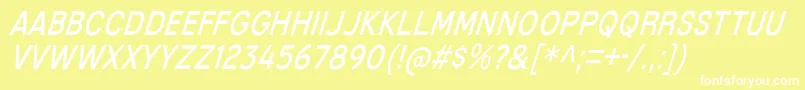 フォントMixolydianTitlingBkIt – 黄色い背景に白い文字